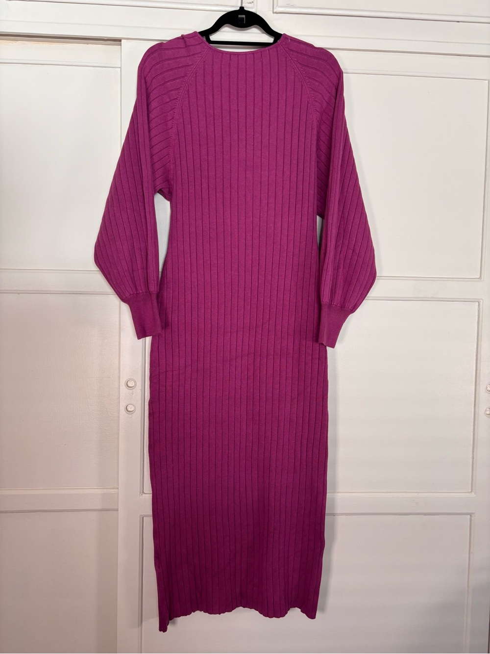 Free People Magenta Ribbed V-Neck Sweater Dress NWT - Picture 6 of 8